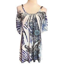 Don't Miss Out Blouse Womens Size SMALL Cold Shoulder Rhinestones Top NEW